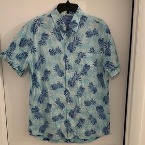 Izod Light Blue Pineapple Print Casual Shirt